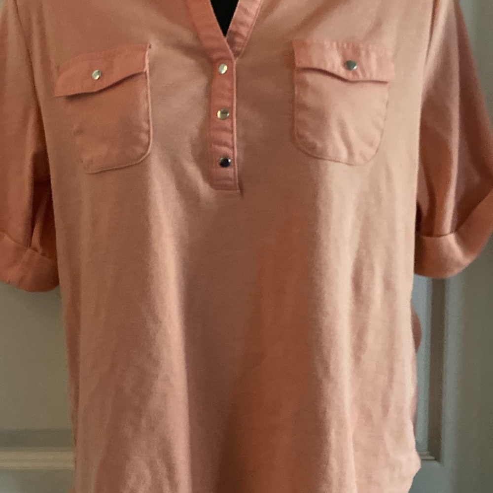 Button accented tee
